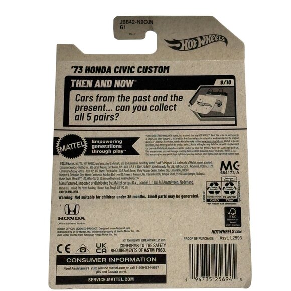 Hot Wheels ’73 Honda Civic Custom | Then & Now | 237/250 | NOC - Picture 2 of 5
